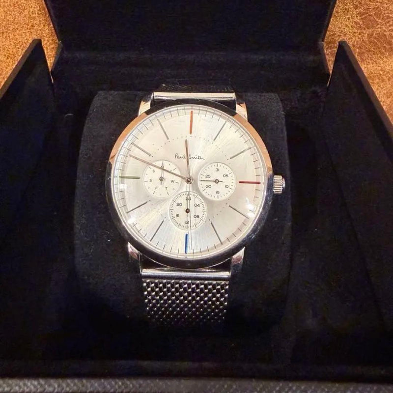 Smith Watch Quartz Chronograph 42mm Case 11mm Thick Silver Mesh 3 ATM WR