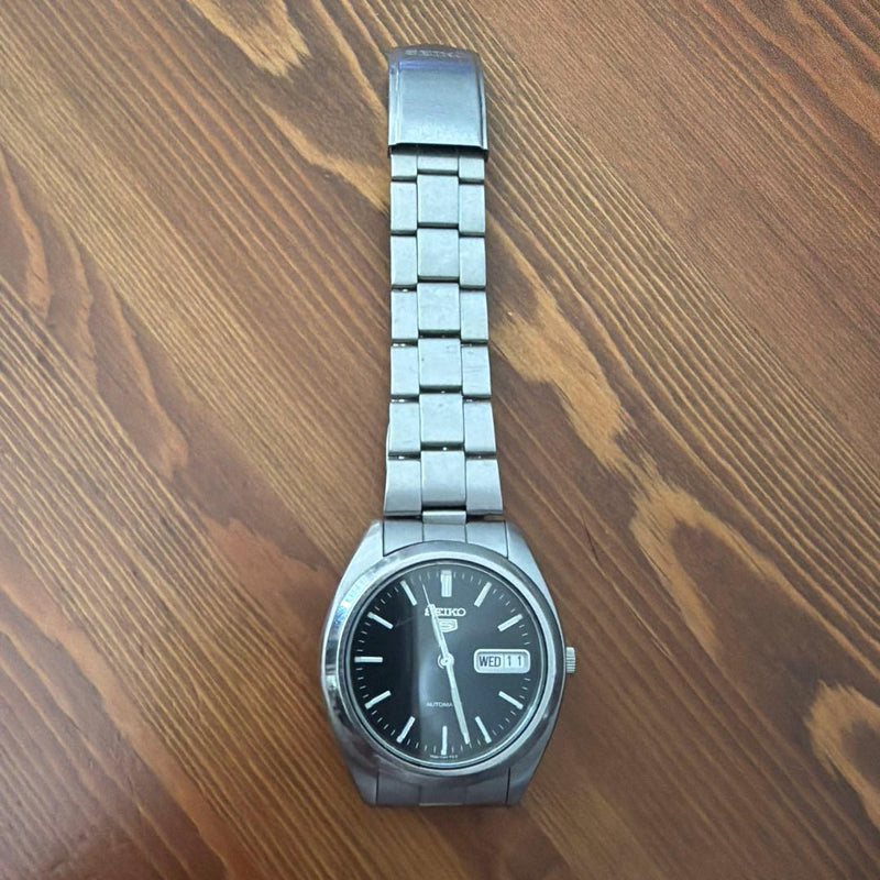 SEIKO 5 SNX113K1 Automatic 7S26 Stainless Steel Black Dial Polished Bezel Watch