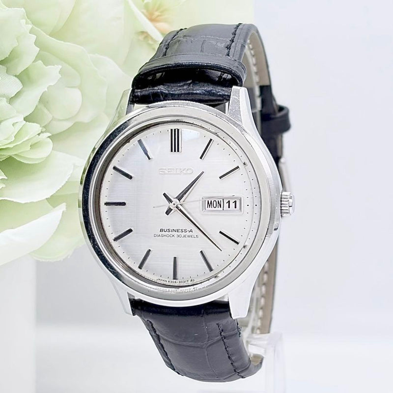 Business A 8306-9030 Automatic Mens Watch 39mm Silver Case Black Dial