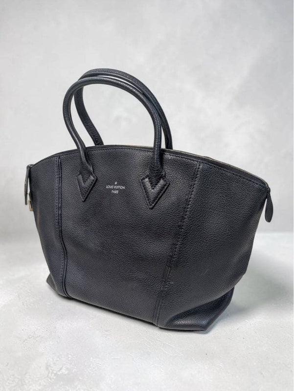 LOUIS VUITTON Lockit MM Parnasea Leather Handbag Black 38cm W 24cm H 14cm D