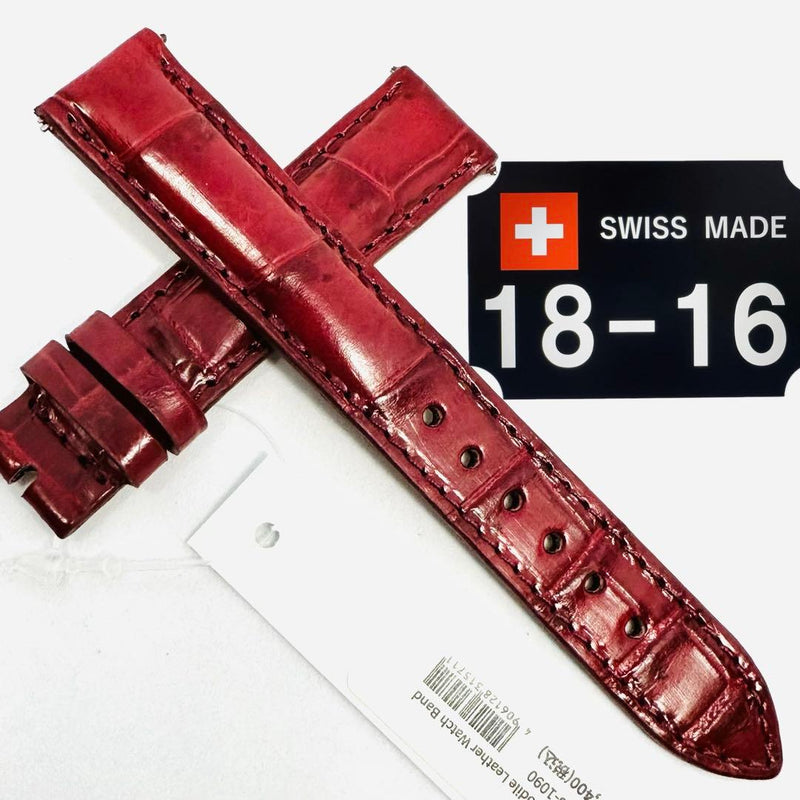1090 Bordeaux Crocodile Watch Strap 18mm-16mm 120/75mm Swiss Quick Release