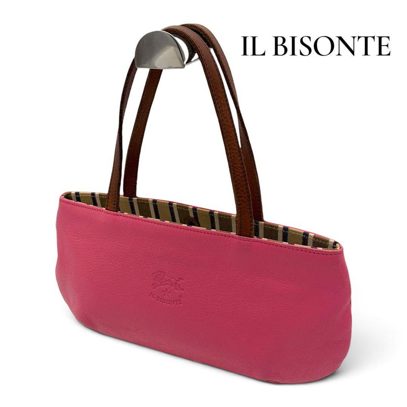 IL BISONTE Pink Leather Mini Tote Bag Width 12.2in Height 6.3in Handle 6.3in