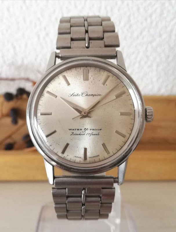 SEIKO Champion J13040 Watch Hand Winding 17J 35mm Silver Dial Seahorse 30 Proof