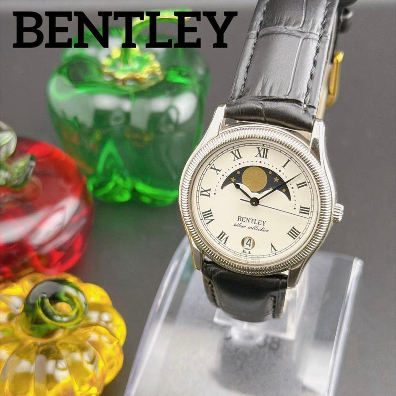 Bentley Moonphase bsv-m9250 Mens Quartz SV925 White Dial Watch 36.9x34.2mm