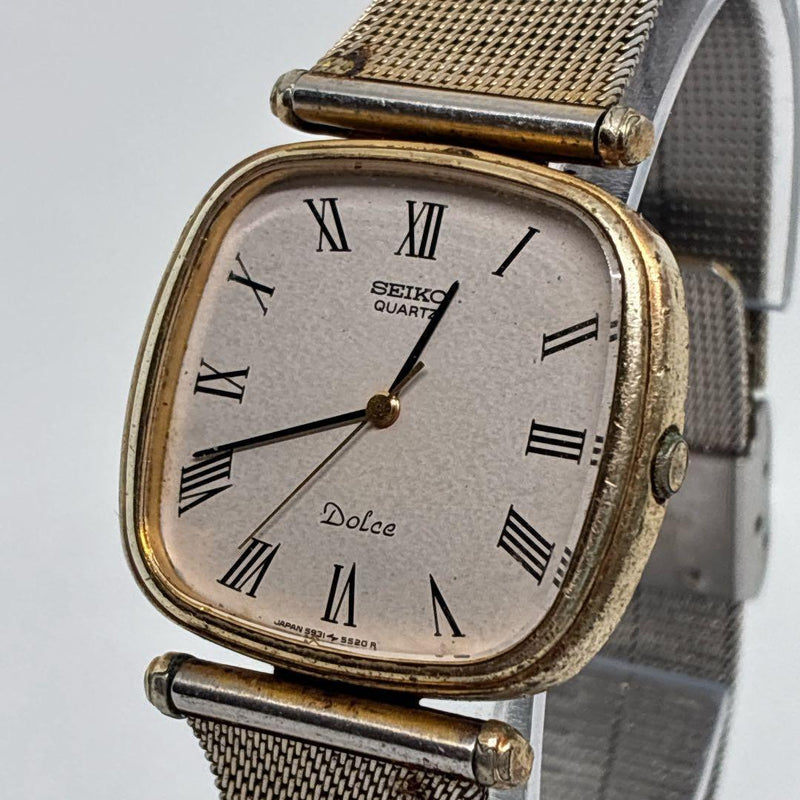 Seiko Dolce 5931-5400 Mens Quartz Watch 32mm Stainless Steel White Gold 1981