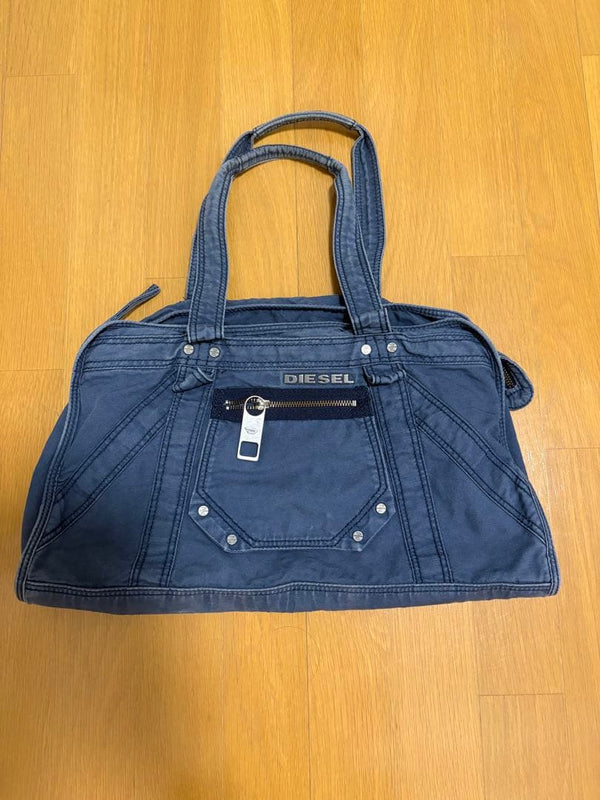 DIESEL Archive Metal Logo Tote Bag Mini Boston Handbag Y2K Grunge Early 2000s