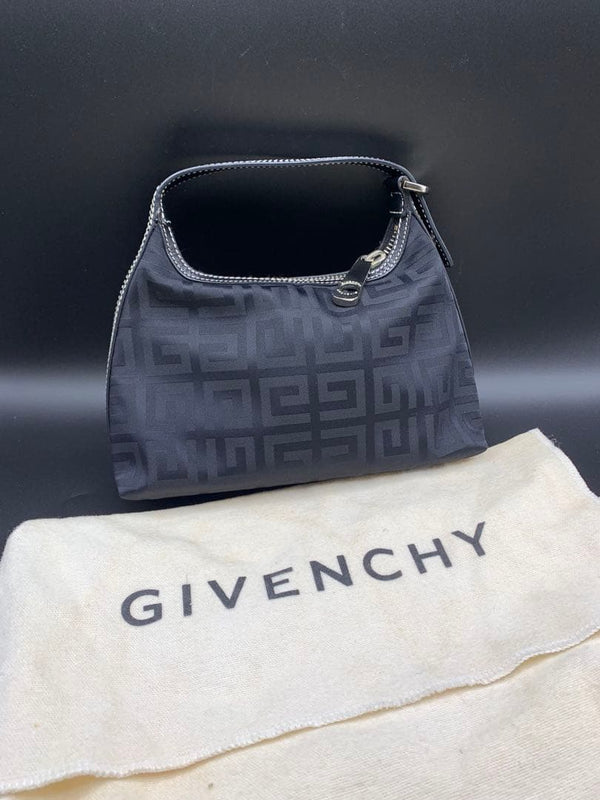 Givenchy 4G Logo Black Womens Shoulder Handbag Tassel Gold Trim 16cm H 20cm W