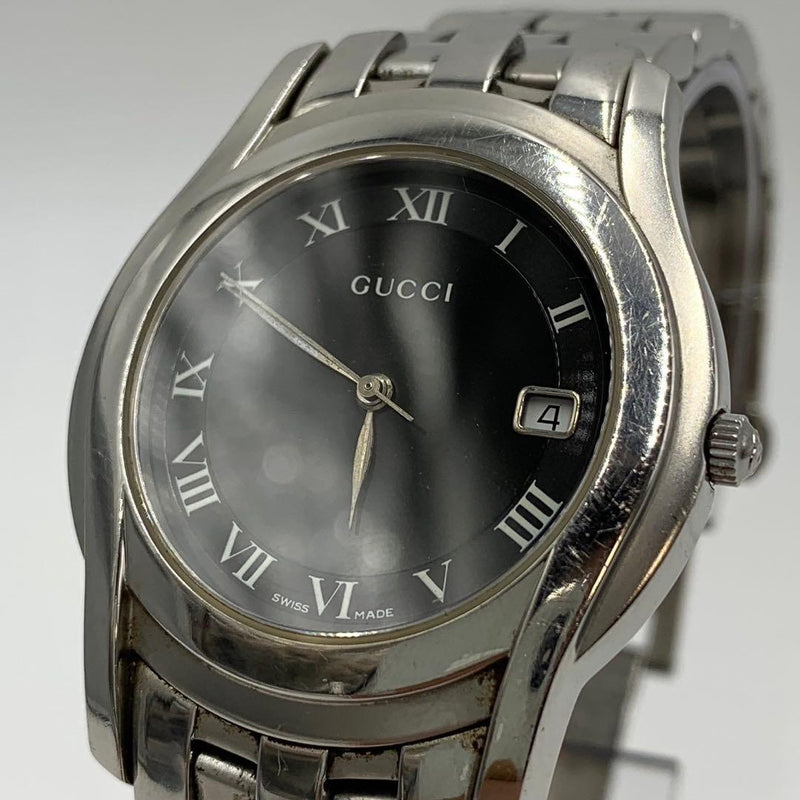 5500M Mens Quartz Watch Stainless Steel 35mm Black Roman Dial Bracelet