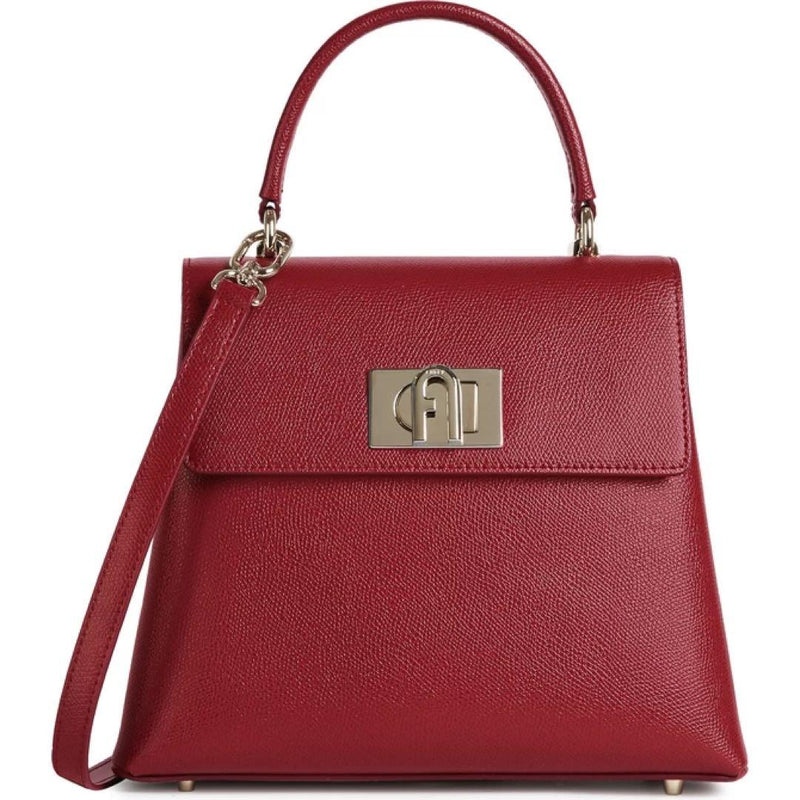 FURLA 1927 S Handbag Ciliegia D 2way Wine Red Leather Gold 8.3x6.3x3.3in