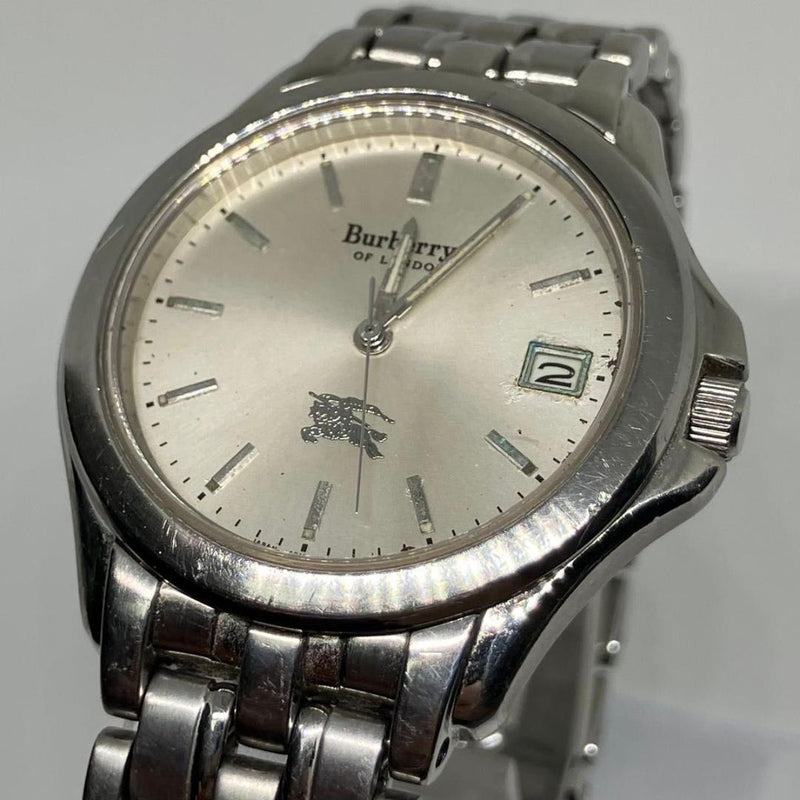 Burberrys Mens Quartz White Dial Silver Tone Case Band 4713-472832 Watch