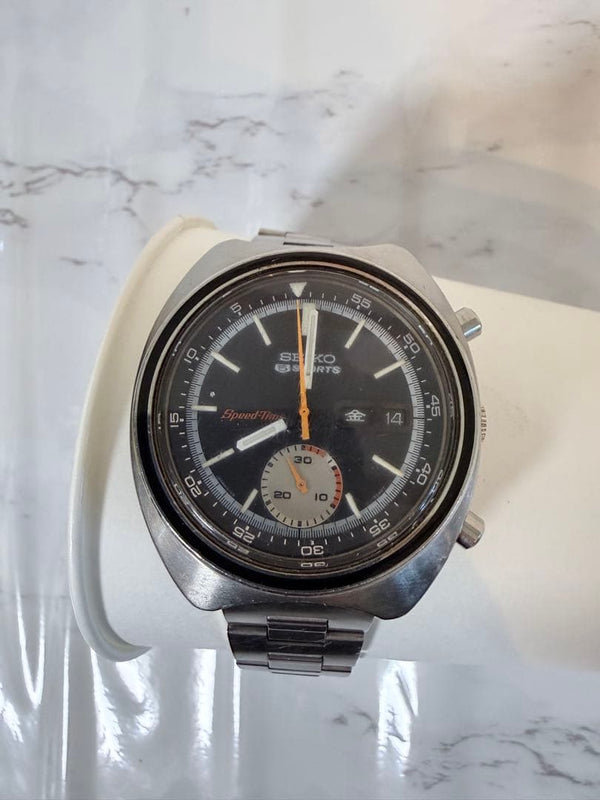 SEIKO 5 Sports Speed-Timer 6139-7020 Automatic Chronograph Black Dial SS