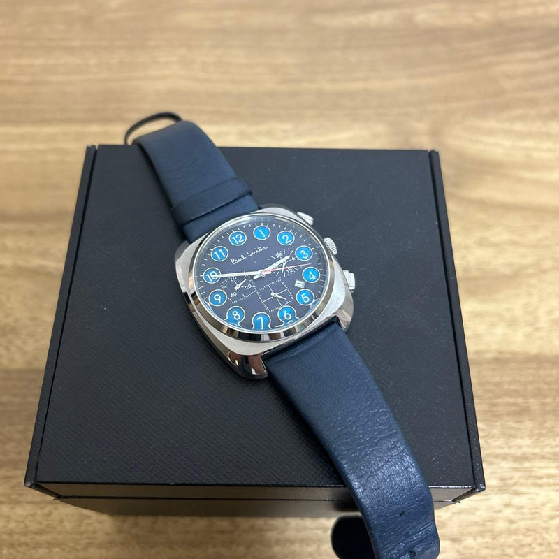 Paul Smith Dial Watch R041208 Deep Navy Sapphire Blue Telephone Engraved Back