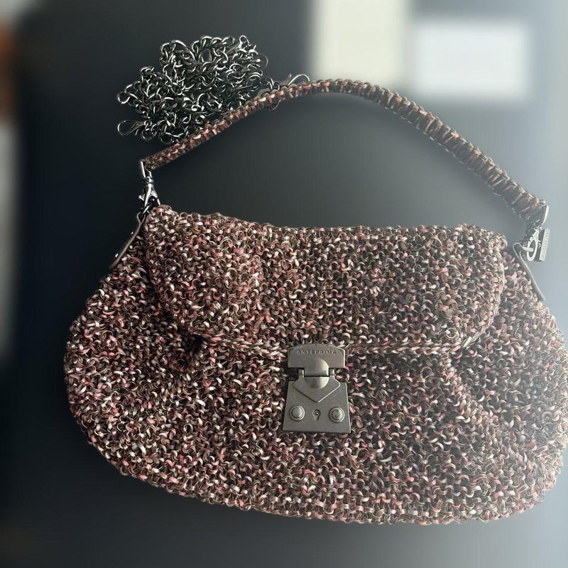ANTEPRIMA Wire Bag Pink Brown Detachable Chain Strap Certificate Card Manual