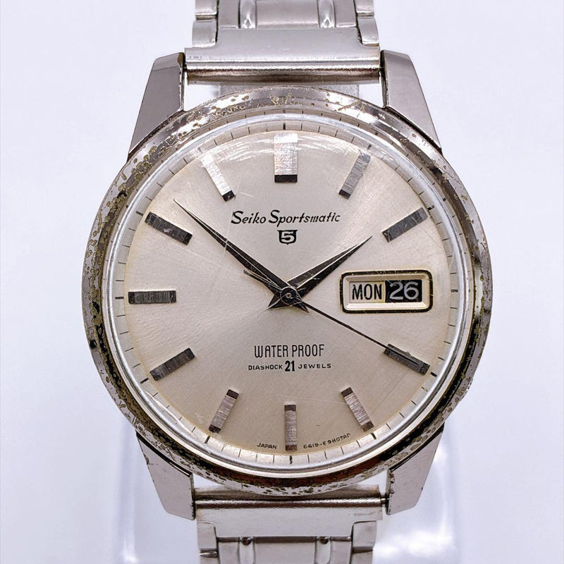 SEIKO Sportsmatic 5 1964 Automatic 21 Jewels Silver Sunray Day-Date 4D09387
