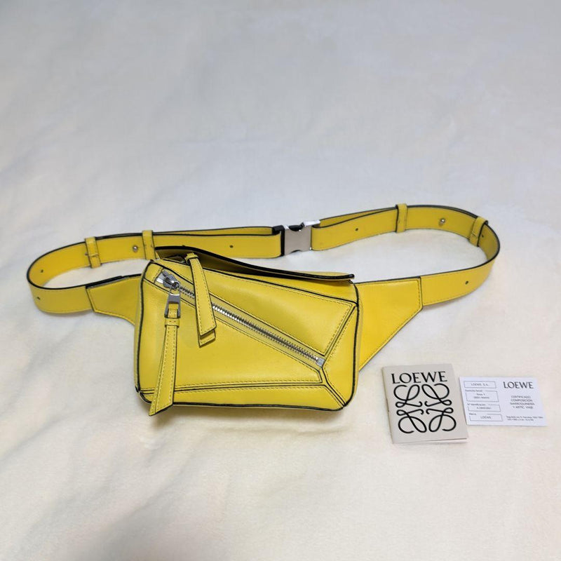LOEWE PUZZLE MINI Bumbag B510U89X02 Green Calfskin 17.5cm W 12cm H 7cm D