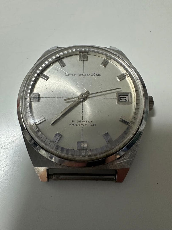 CITIZEN Homer Date Hand-Wound 21 Jewels PARA WATER Silver Dial Date Watch