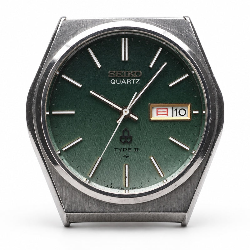 SEIKO TYPE II 4336-8030 Quartz Watch Stainless Steel 35mm Green Gradient Day