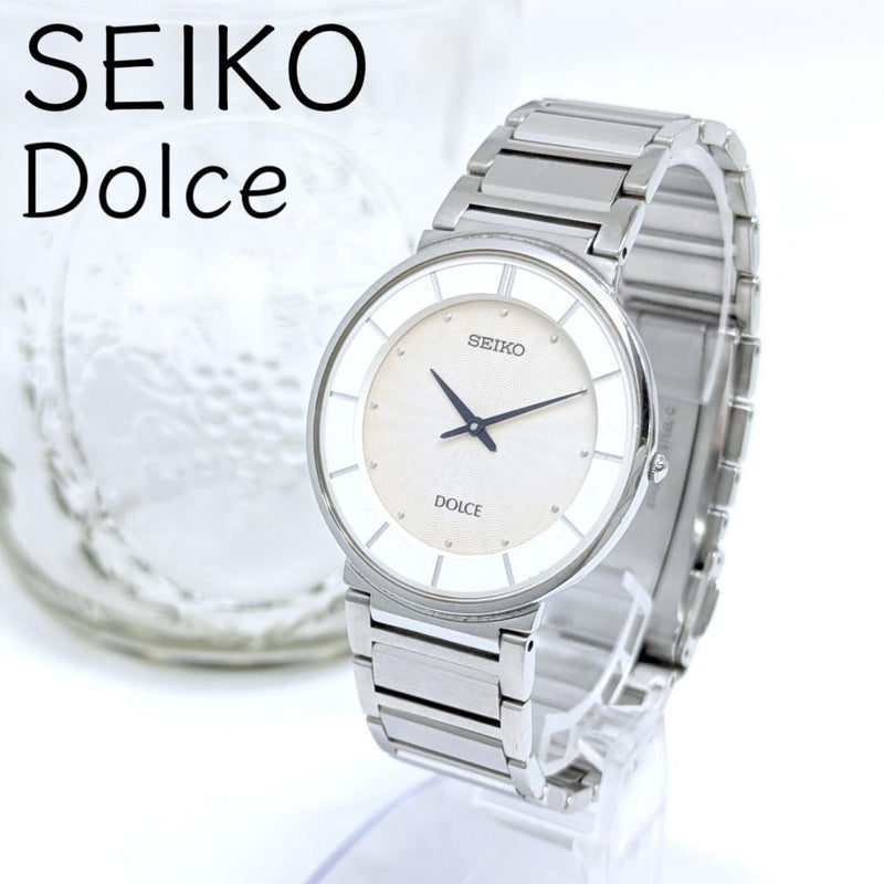 Dolce 5E31-5B40 Quartz Mens 33mm Round Silver Case White Dial Bracelet