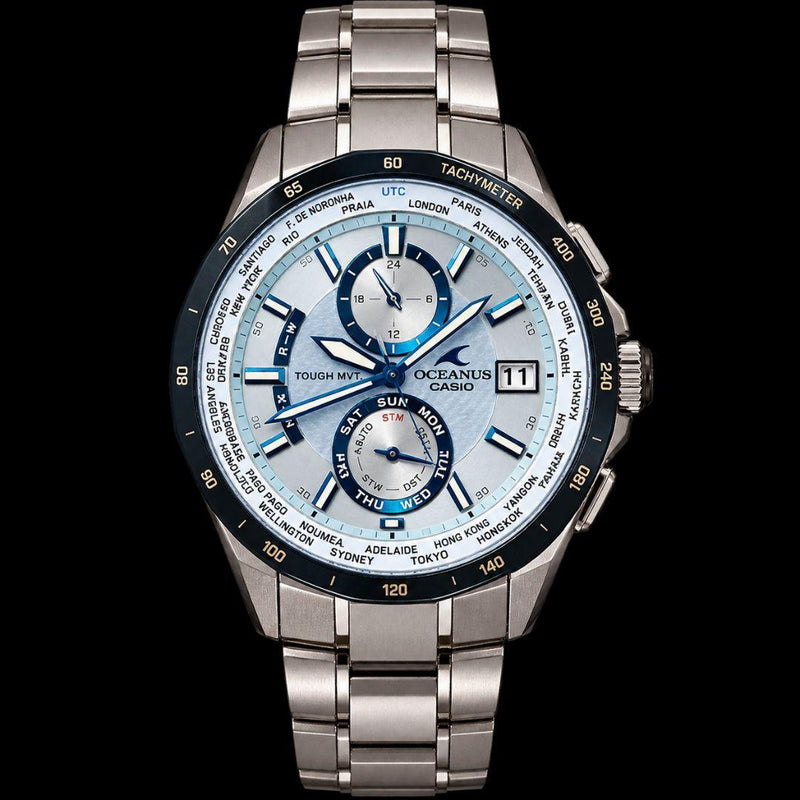 CASIO OCEANUS OCW-S2000 Mens Radio Solar Watch Black Mother of Pearl 17-18cm