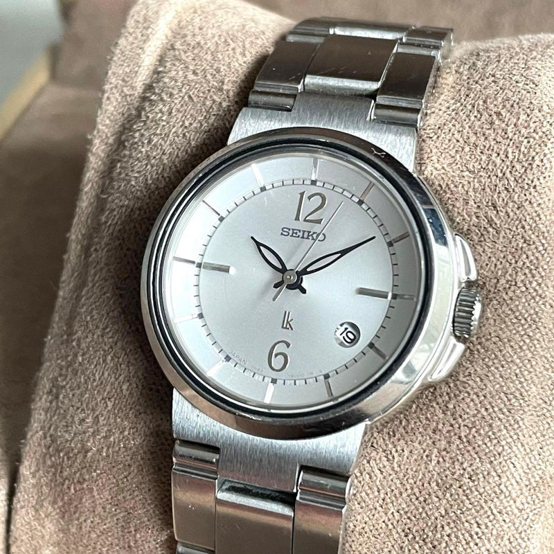 Seiko Lukia LK Quartz Movement Analog Date Display Silver Bracelet Womens Watch