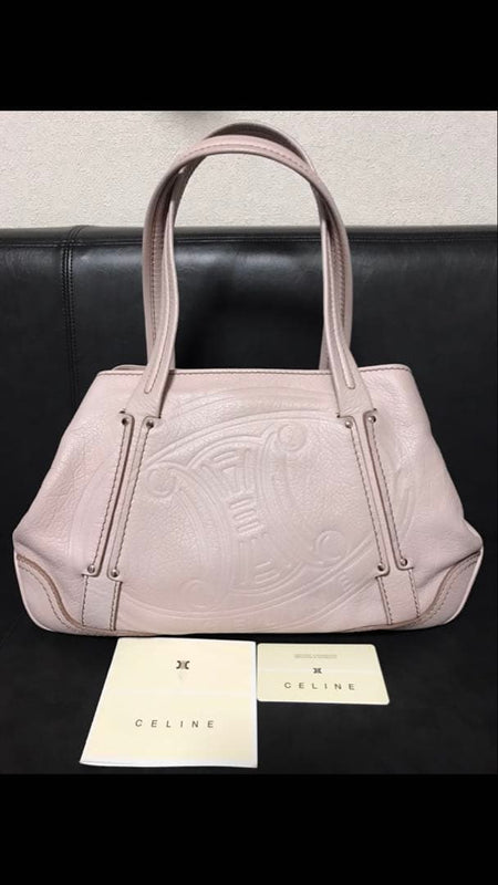 CELINE Macadam Triomphe Shoulder Handbag PVC Leather Light Pink H20 W35 D16cm G