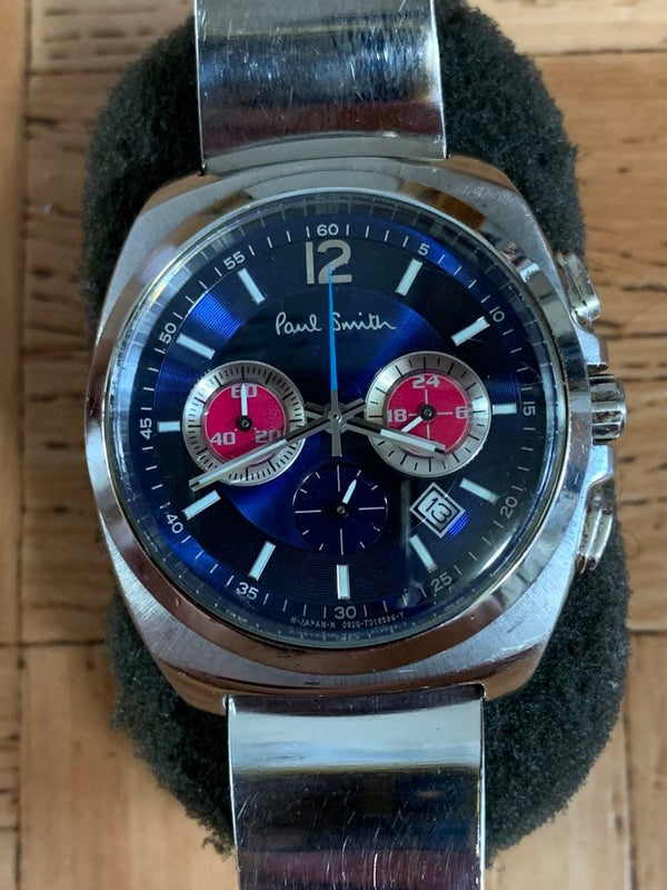 Paul Smith CHRONO Quartz Chronograph Watch Stainless Steel 44mm 100m Blue