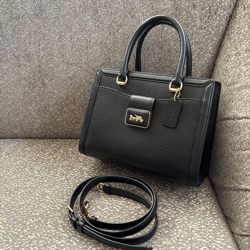 COACH Grace Carryall 2WAY Color Block Leather Shoulder Bag W23.5 H17.5 D10cm