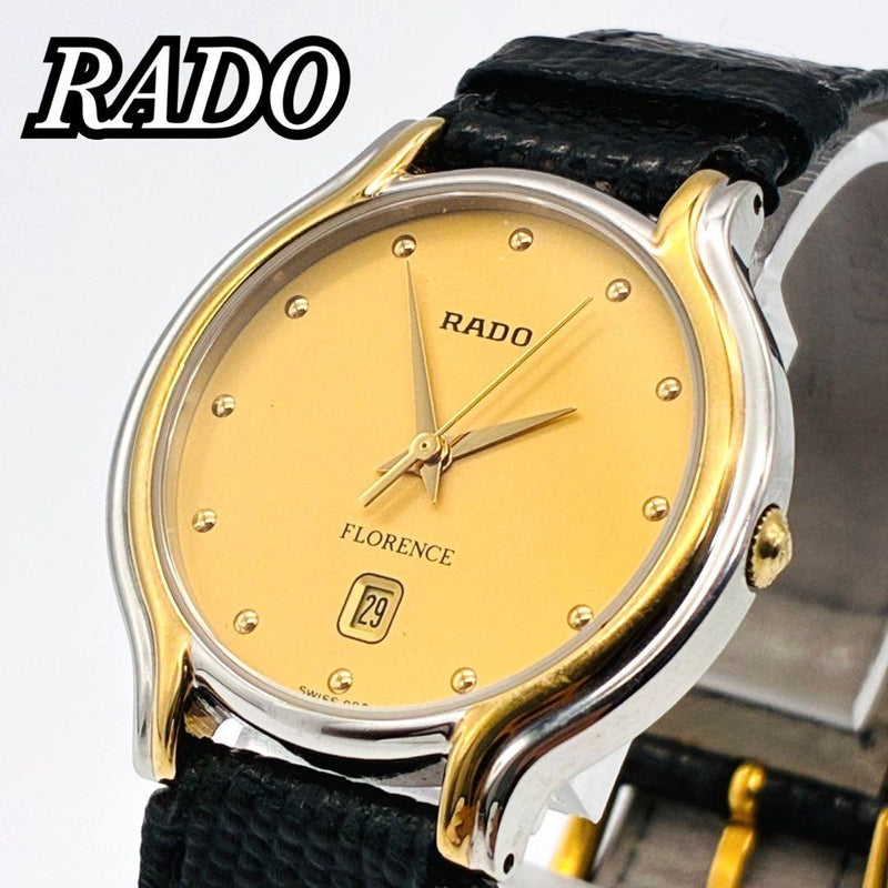 RADO Florence Quartz Watch 31.9mm Silver Gold Two-Tone Gold Dial Date 3-Hand