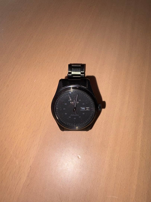 SEIKO 5 Sports Automatic Watch Black Skeleton Case Back 4R36 42.5mm SS 100m WR