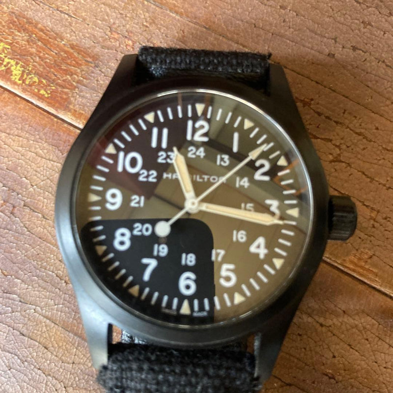 Hamilton Khaki Field Mechanical H69439931 Manual 38mm Black Dial Cotton Band