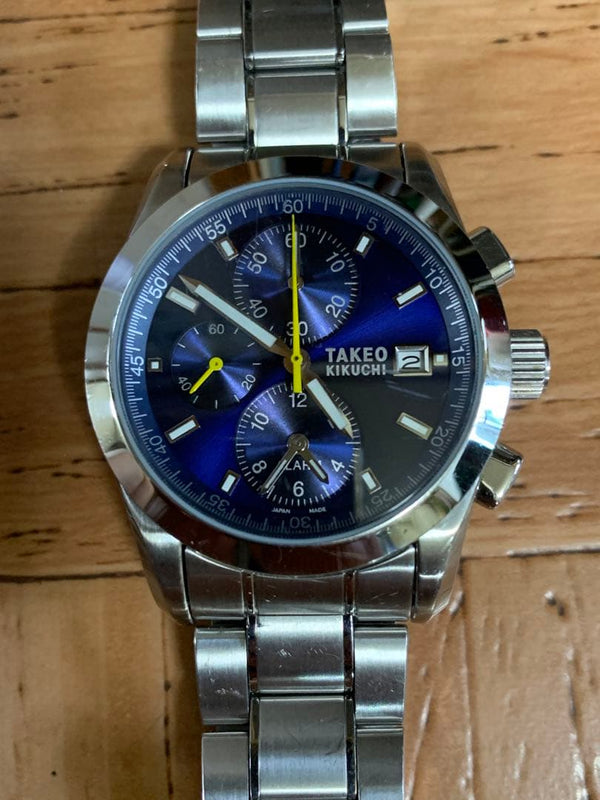 TAKEO KIKUCHI Mens Quartz Chronograph Watch 39mm Case Metal Bracelet