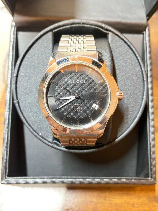Gucci G-Timeless YA1264106 Quartz Stainless Steel 38mm Black Dial Date Watch