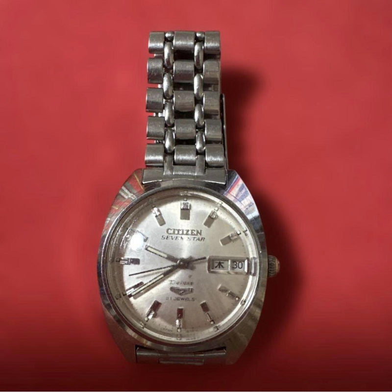 CITIZEN SEVEN STAR Deluxe ACSS2824Y Automatic 21J Silver Dial Day Date PARA