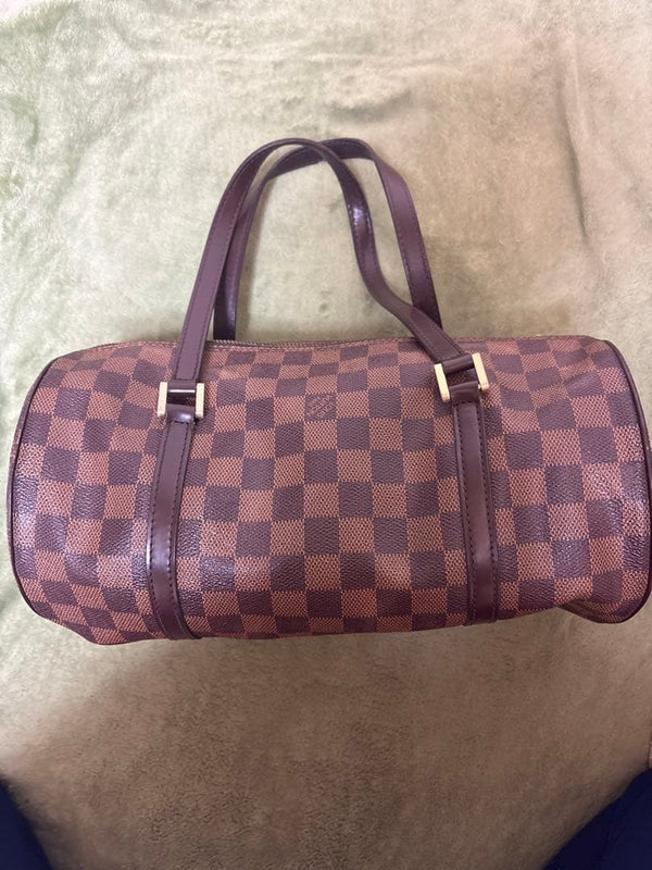 Louis Vuitton Damier Papillon Brown Cylindrical Two Handles Handbag Ebene Canvas