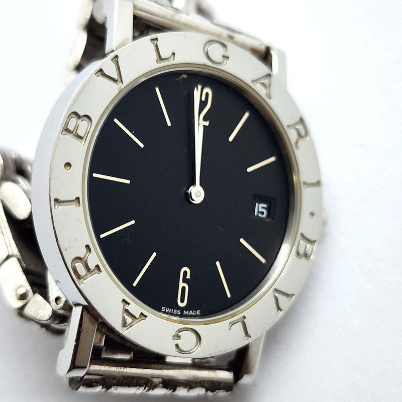 BVLGARI BB33SL Unisex Quartz Stainless Steel 33mm Black Dial Watch 16cm