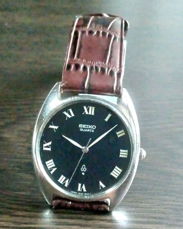 SEIKO Chariot 7830-8000 Quartz Dress Watch Deep Navy Roman Index Non-Date 30mm