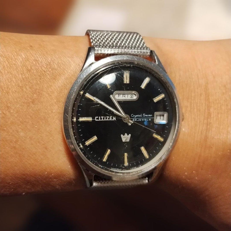 Citizen Crystal Seven Automatic 33 Jewels ACSS 51401-Y 1967 Black Dial Big