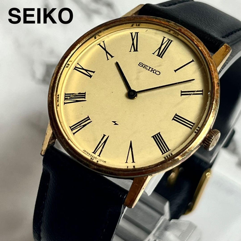 Seiko Chariot 2220-0430 Mens Manual Winding Stainless Steel 33mm Gold Dial