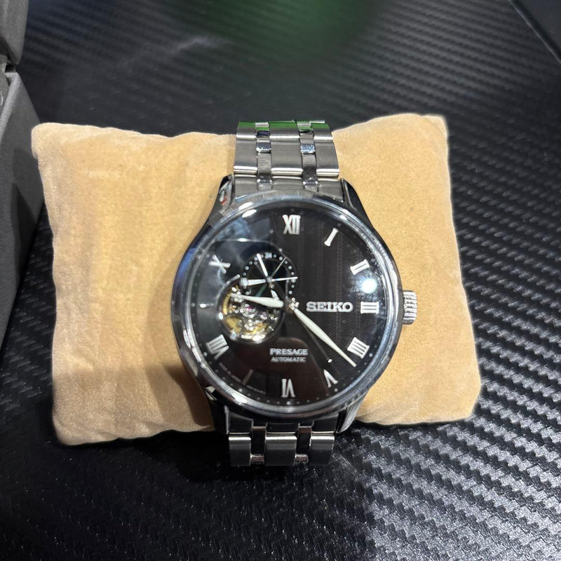 SEIKO PRESAGE Automatic Black Dial Watch Stainless Steel Sapphire 100m 41-72hr