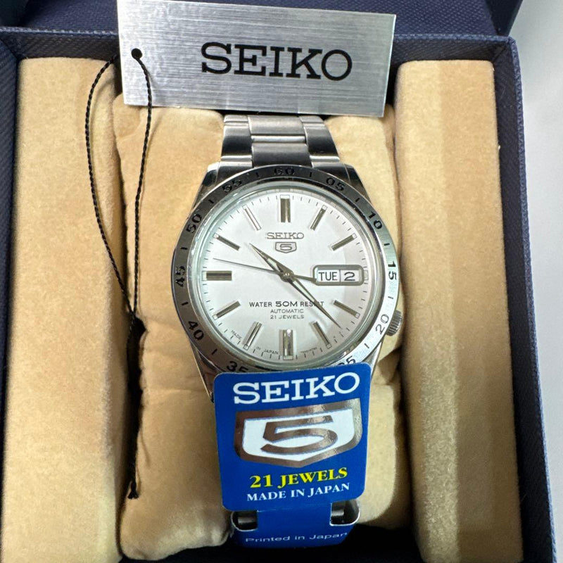 Seiko 5 SNKD97J1 Mens Automatic White Dial Silver Tone Band International Model