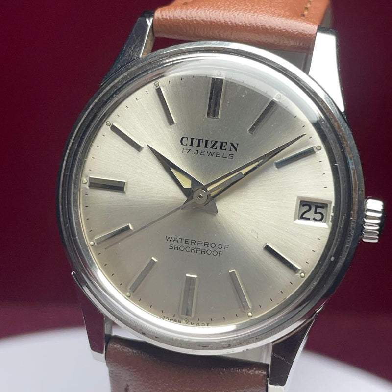 CITIZEN Watch Hand-Wound 17 Jewels 1967 Stainless Steel 35mm Silver Dial Date