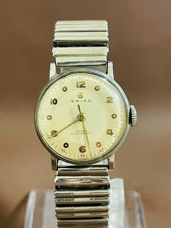 SEIKO SUPER ANTIMAGNETIC 1954 32mm Hand Winding Ivory Arabic Numerals Watch