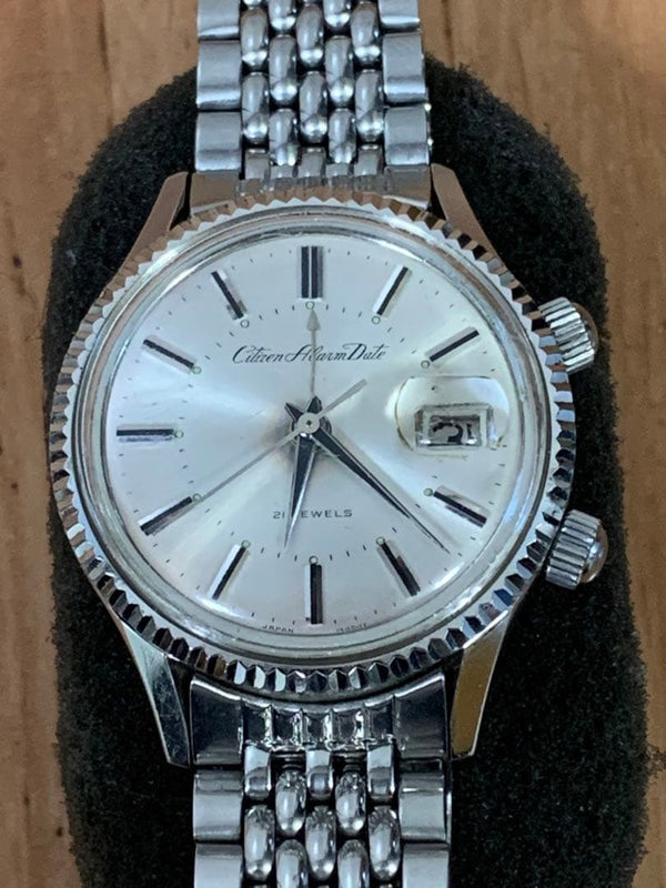 CITIZEN 51301 Mens Manual Alarm Date 21 Jewels Pyramid Bezel Watch 1965
