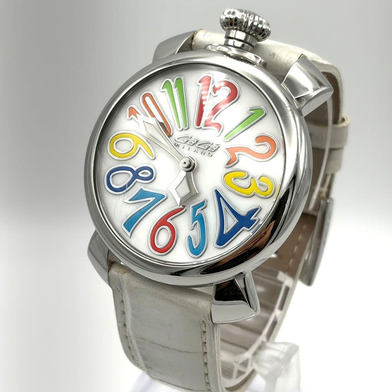 GagaMilano Manuale 40 Quartz Watch Stainless Steel 40mm White Shell Silver