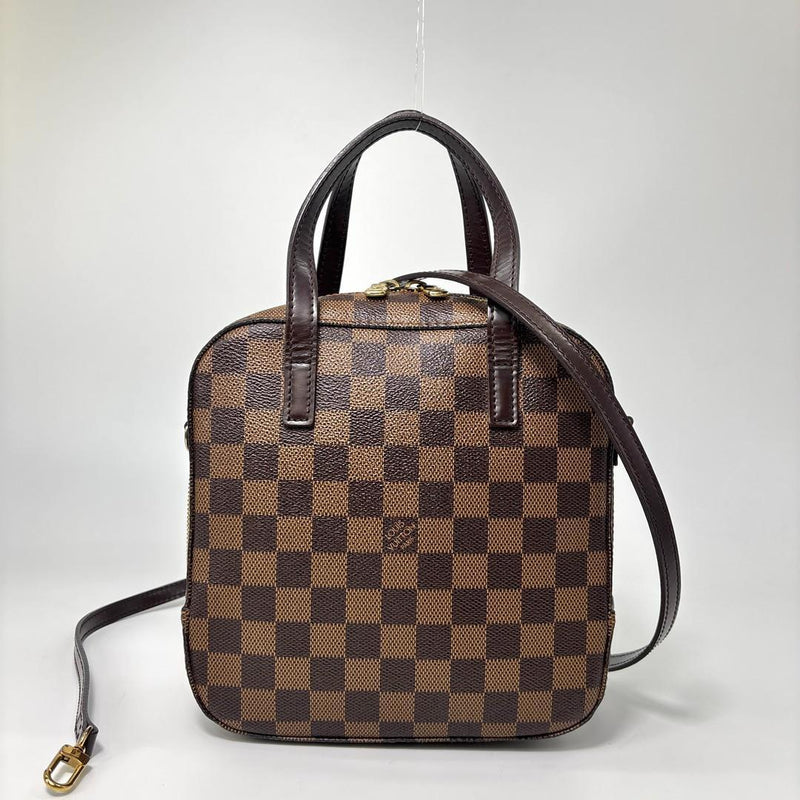 LOUIS VUITTON Spontini N48021 Damier Ebene Leather Hand Bag W20 H20 D8cm Brown