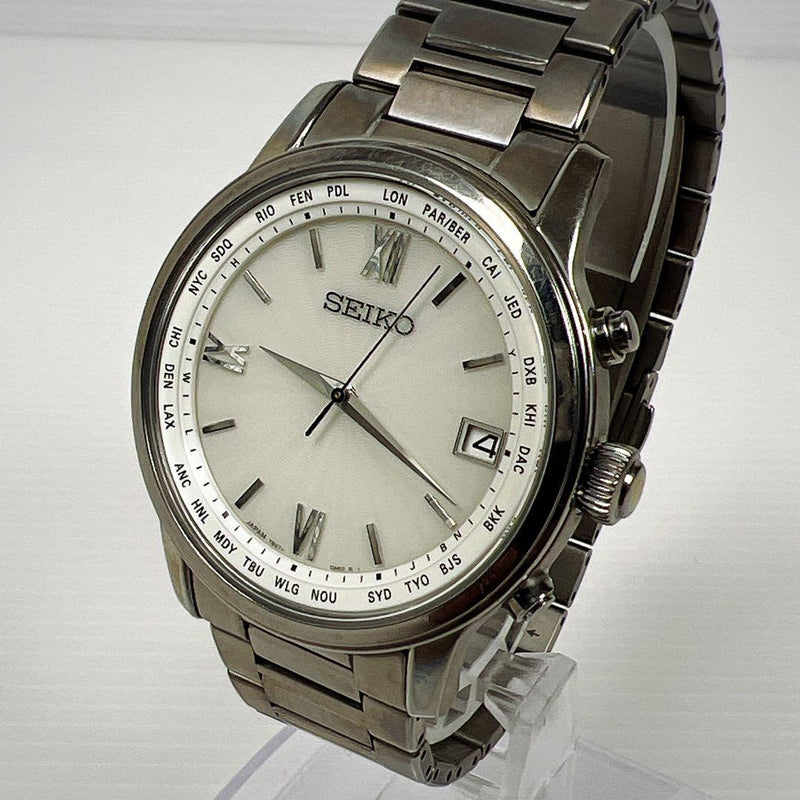 Seiko Brightz SAGZ095 7B27-0AED Radio Solar Titanium White Silver Date 100M