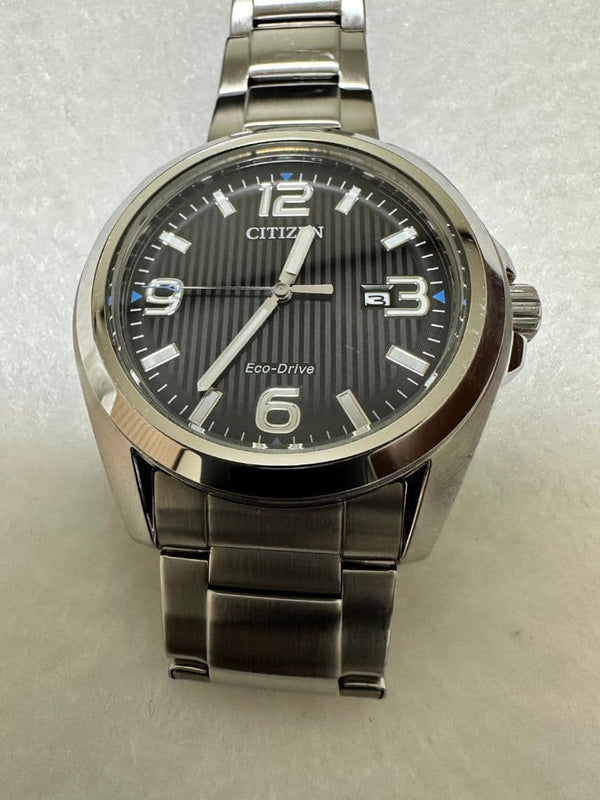 Citizen J810-R005961 Eco-Drive 43mm Silver Striped Dial Date SS 10 BAR Watch
