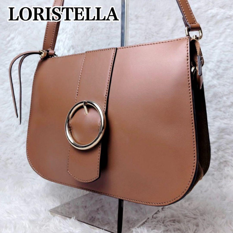 LORISTELLA Shoulder Bag Brown Leather 7.5x9.8x2.4in Main Pocket Sub Pocket