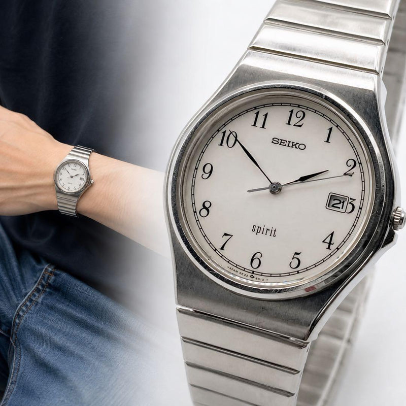SEIKO SPIRIT 5P32-6B30 Mens Quartz Watch 33.9mm White Dial Silver-tone Bracelet