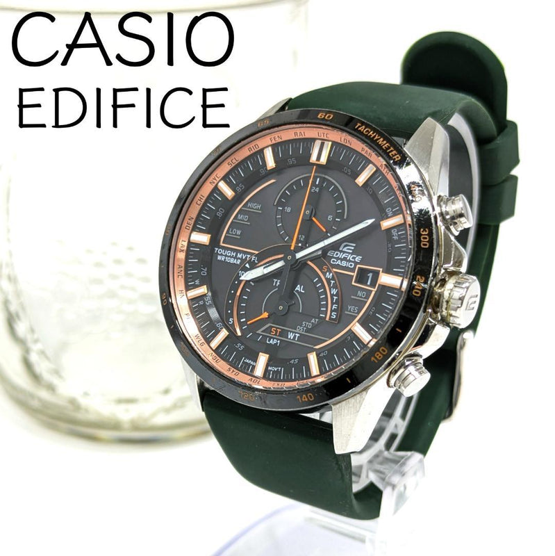CASIO EDIFICE Tough Solar Mens Watch Black Case Dial Band 48x44mm New Battery